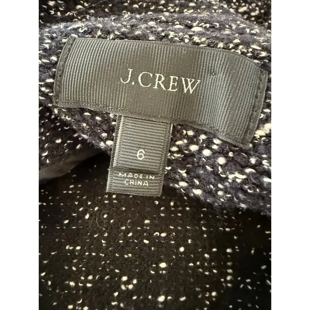 J Crew Tweed Boucle Moto Zipper Detail Jacket Black White 6